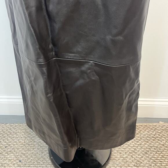Dana Buchman Long Leather Skirt Women's 8 Black Brown Straight Career Formal - Picture 4 of 10